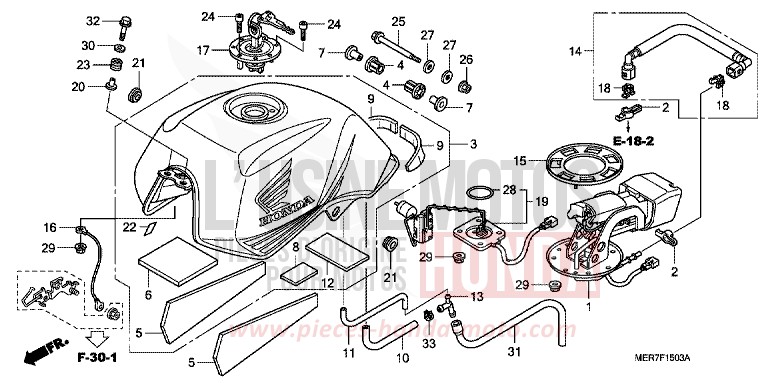KRAFTSTOFFTANK (CBF600N8/NA8) von CBF600N ABS PEARL SIENA RED (R320) von 2008